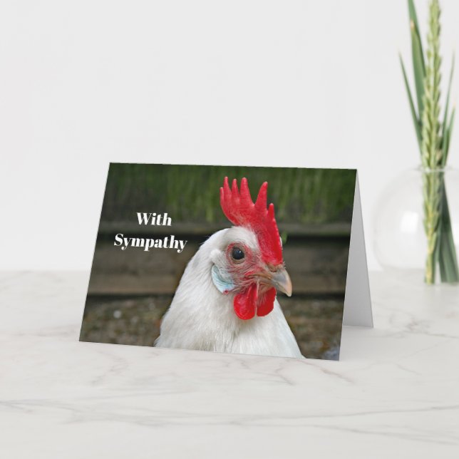 Carte Sympathie avec le coq de la tête blanche de poulet (Devant)