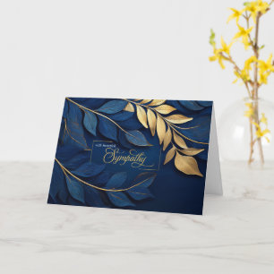 Carte Sympathie Bleu Nuit et Botanique de couleur dorée