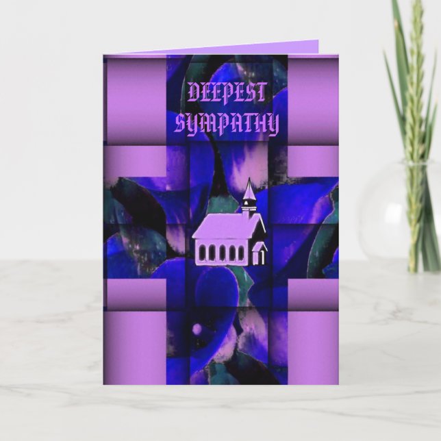CARTE SYMPATHIE BLEUE POURPRE DE CROIX D'ÉGLISE (Devant)