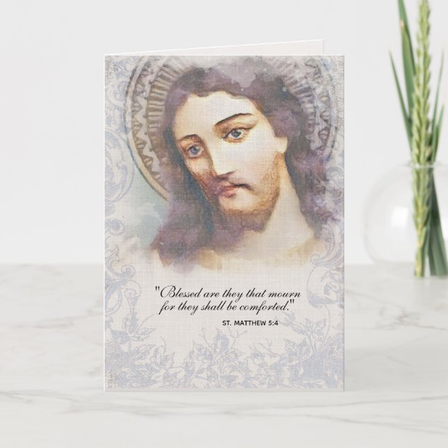 Carte Sympathie catholique Condoléances Jésus  (Devant)