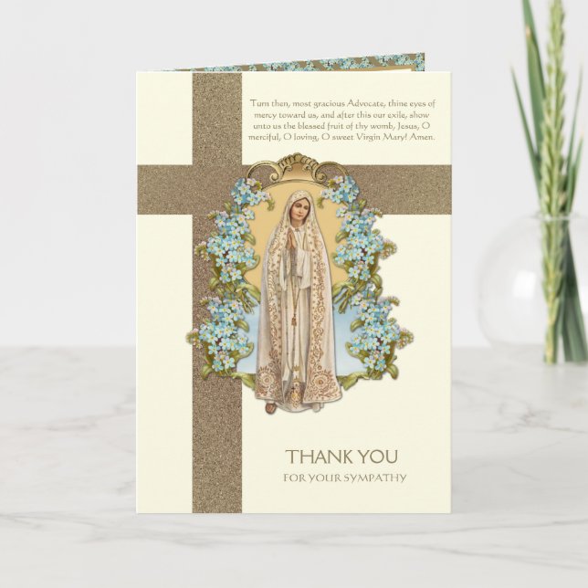 Carte Sympathie catholique condoléances Vierge Marie (Devant)