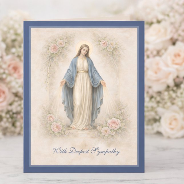 Carte Sympathie catholique Mère Marie Florale (Créateur téléchargé)