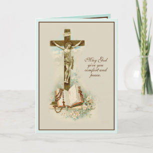 Carte Sympathie catholique religieuse Crucifix de condol