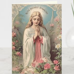 Carte Sympathie catholique Vierge Marie Écriture<br><div class="desc">Avec une belle image religieuse catholique de la Sainte Vierge Marie avec ses mains pliées dans la prière dans un beau jardin.</div>