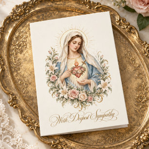 Carte Sympathie Cœur Immaculé de Marie Fleurs Catholique