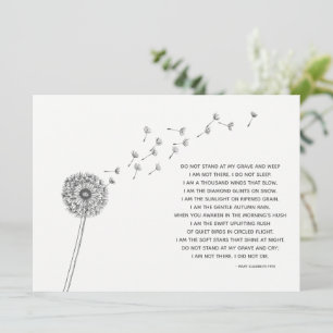 Carte Sympathie Dandelion pour les condoléances de perte