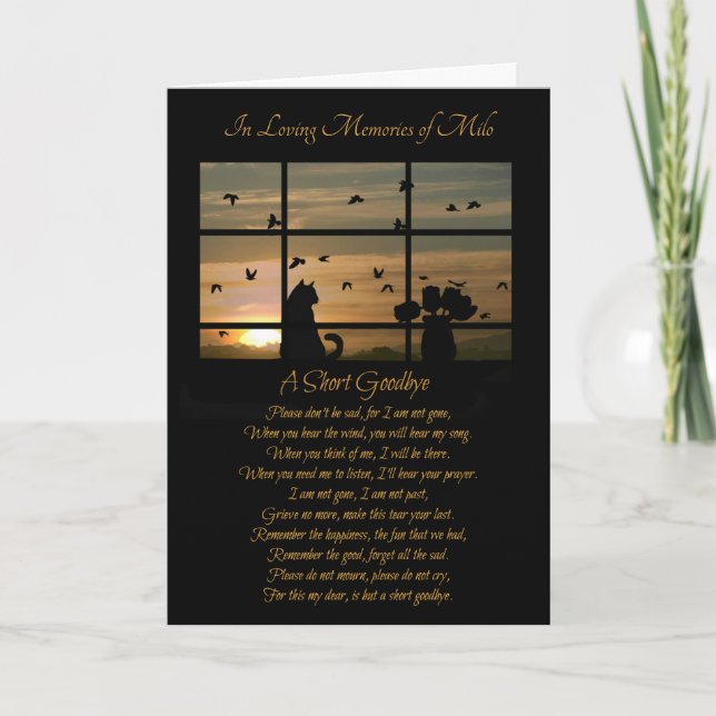 Carte Sympathie de chat Nom personnalisé Poème spirituel (Devant)