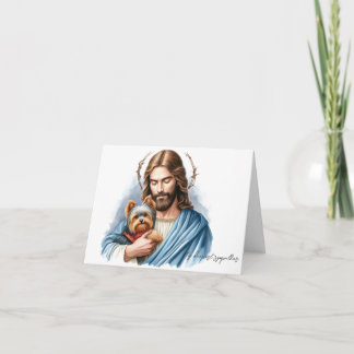 Carte Sympathie de la perte de chien Jésus avec Yorkie