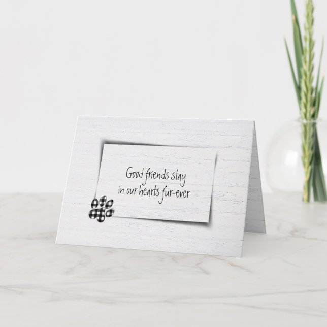 Carte Sympathie de la perte de l'animal En vichy emprein (Devant)