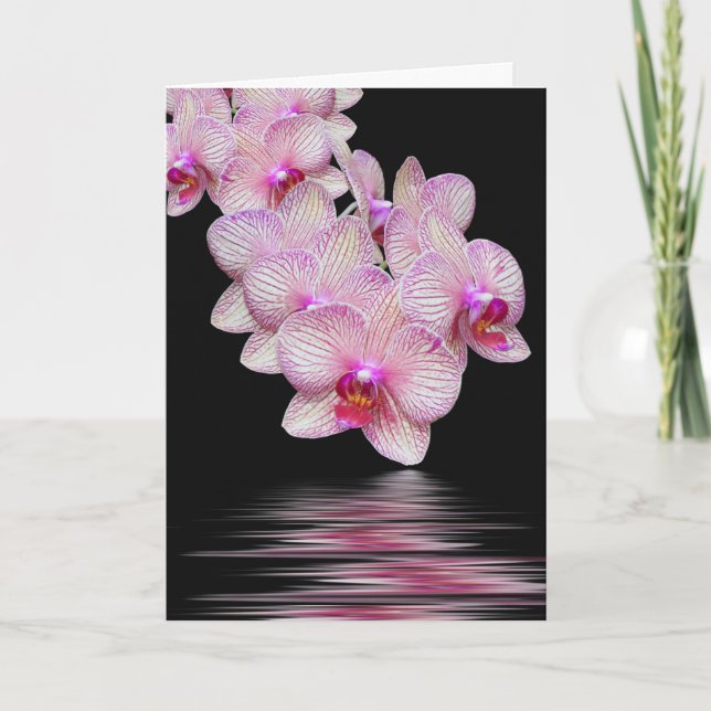 Carte Sympathie de la réflexion sur l'eau de l'orchidée  (Devant)