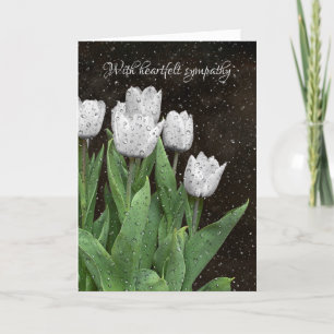 Carte Sympathie des Tulipes blanches avec Raindrops