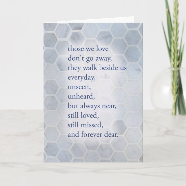 Carte Sympathie, Désolé pour la perte, Condolence poème  (Devant)