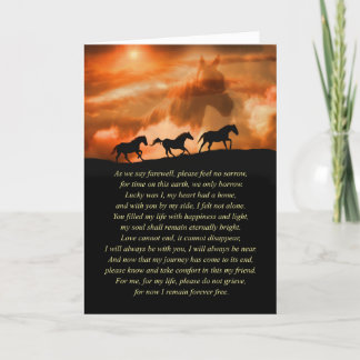 Carte Sympathie du cheval Poème Spirituel Memorial