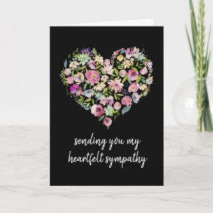 Carte Sympathie du coeur Condolence du coeur floral