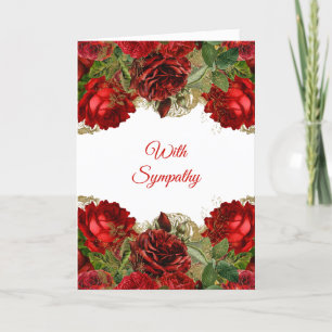 Carte Sympathie élégante du cadre floral rose rouge