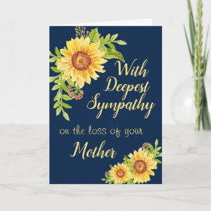 Carte Sympathie Florale Jaune Tournesol Mère Bleu