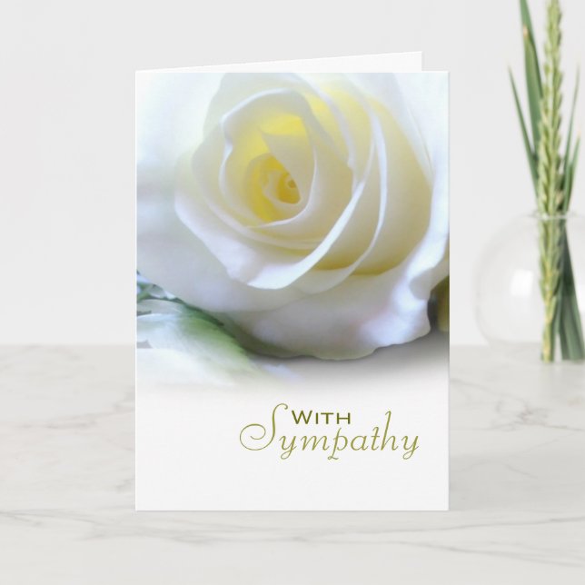Carte Sympathie florale Rose blanche (Devant)