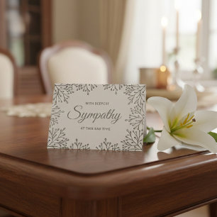 Carte Sympathie florale simple en argent