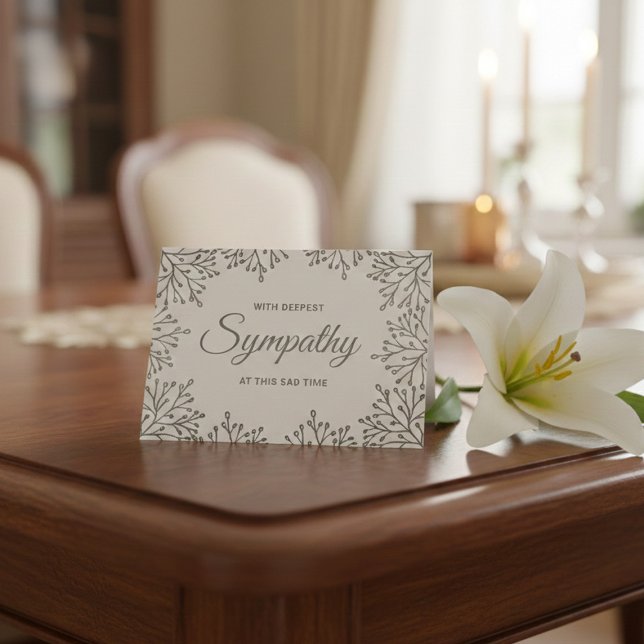 Carte Sympathie florale simple en argent (Créateur téléchargé)