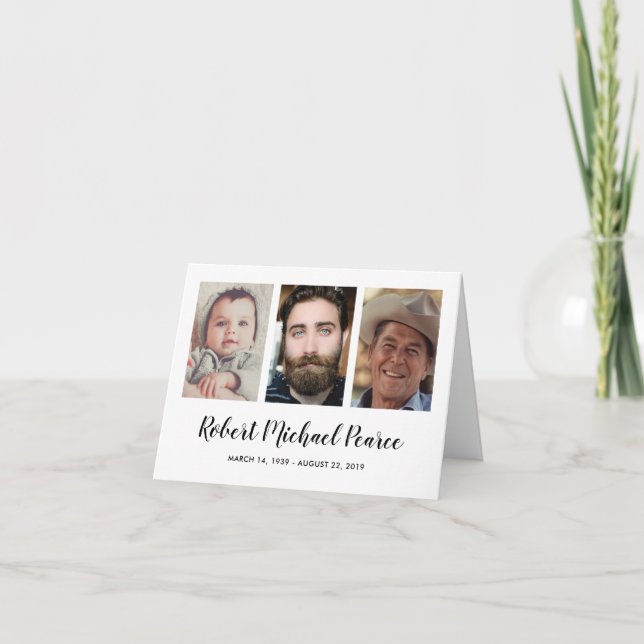 Carte Sympathie funéraire 3 photo Merci commémoratif (Devant)