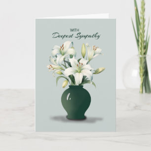 Carte Sympathie Lys blancs Vase vert Vase