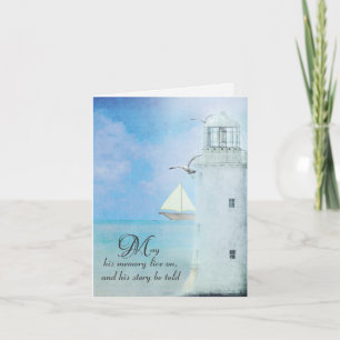Carte Sympathie Merci Phare Aquarelle Blanche