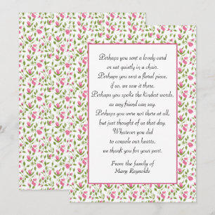 Carte Sympathie Merci rose Roses