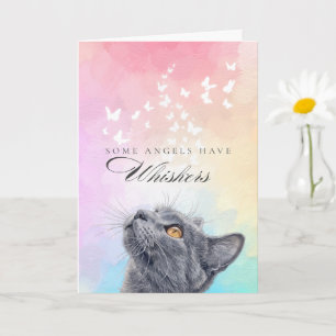 Carte Sympathie Perte Chat Arc-en-Ciel Papillon Gris à M