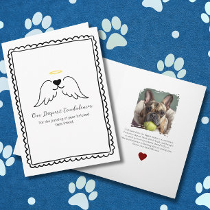 Carte Sympathie Perte d'Animal Familier Ailes d'Ange Chi