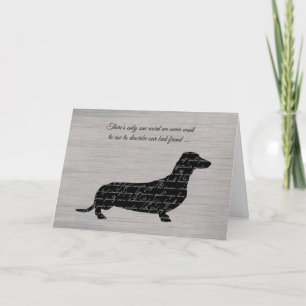 Carte Sympathie, Perte de chien, Dachshund Word Collage