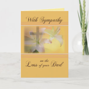 Carte Sympathie Perte de Papa, Lys, Croix