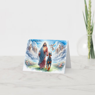 Carte Sympathie pour la perte de chien-Jésus avec Doberm