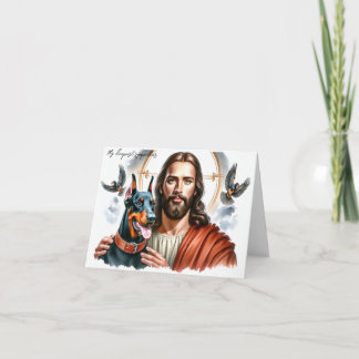 Carte Sympathie pour la perte de chien-Jésus avec Doberm