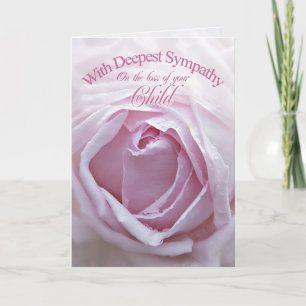 Carte Sympathie pour la perte de l'enfant, une rose rose