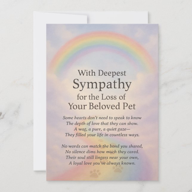 Carte Sympathie pour la perte d'un animal (Devant)