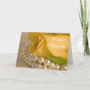 Carte Sympathie pour la rose jaune et les perles