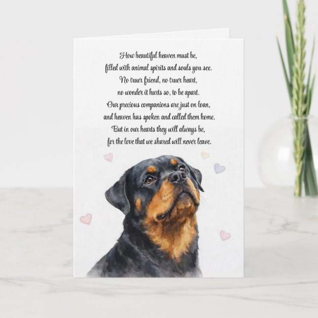 Carte Sympathie pour Rottweiler deuil (Devant)