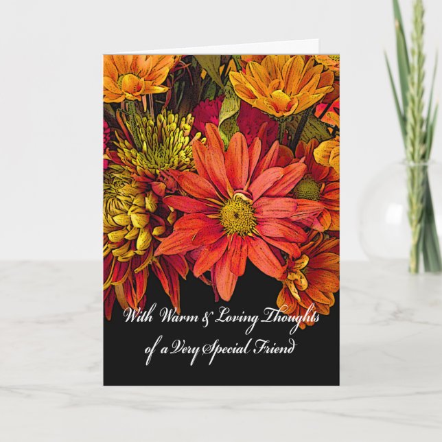 Carte Sympathie pour un ami, arrangement floral (Devant)