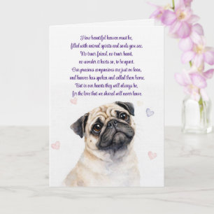 Carte Sympathie pour un chien Pug avec Poème du Ciel