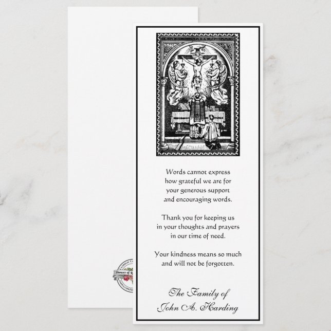 Carte Sympathie religieuse catholique funéraire Merci (Devant / Derrière)