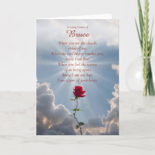 Carte Sympathie Rose rouge Nom personnalisé Poème spirit