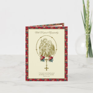 Carte sympathie Saint Famille Rosaire Roses Écriture