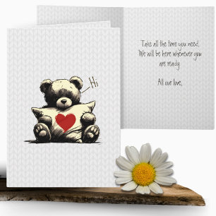 Carte Sympathie Soin du coeur de l'ours en peluche migno