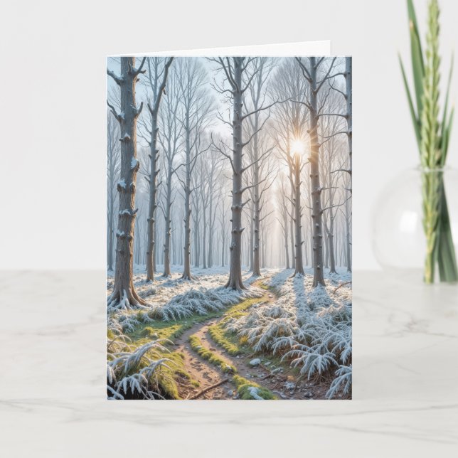 Carte Sympathie Soleil matinal dans la forêt gelée (Devant)