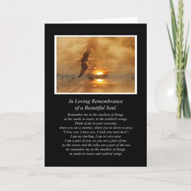 Carte Sympathie spirituelle Poème avec la mer et les ois (Devant)