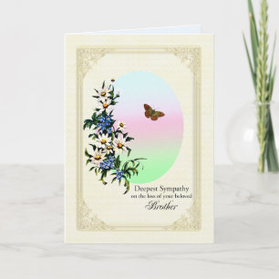 Carte Sympathie sur la perte de Frère, Fleurs et Papillo