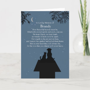 Carte Sympathy Animal Chien Chat Spirituel Poème Ciel