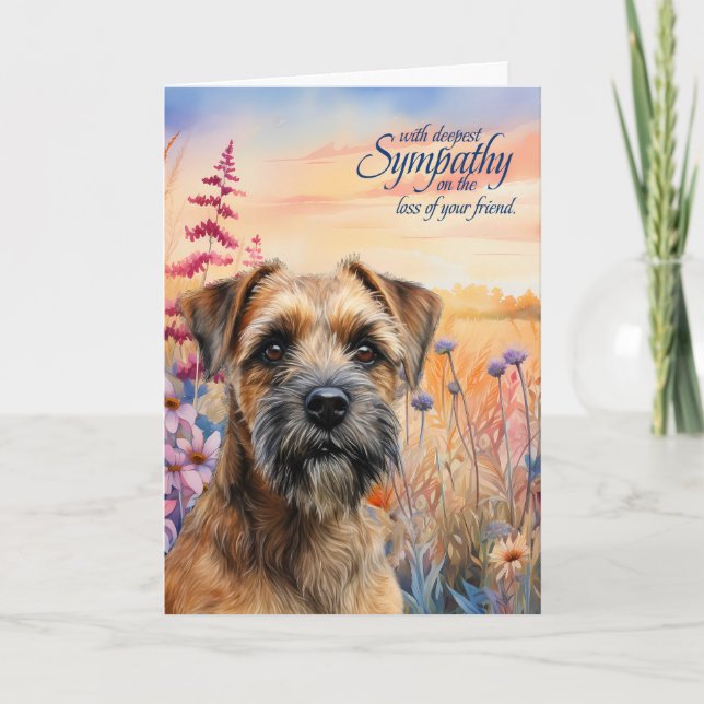 Carte Sympathy Border Terrier Dog Wildflower Meadow (Devant)