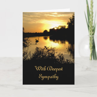 Carte Sympathy Card - Sunset Swan Lake orange yellow