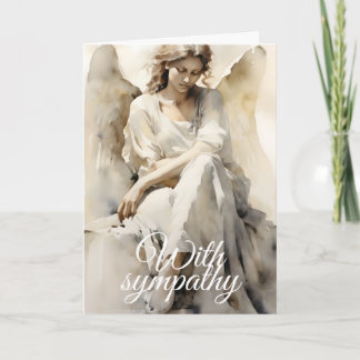 Carte Sympathy Card with Angel Thinking of You Beige